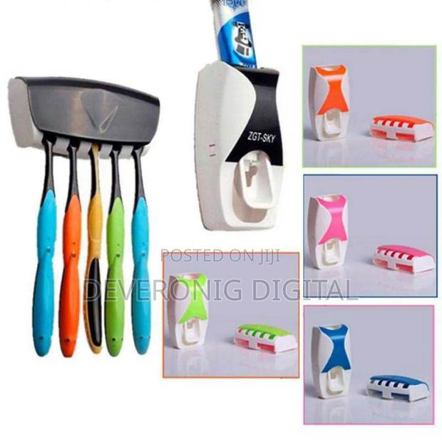 *Simple Toothpaste Dispenser+5pcs Toothbrush Holder - thumbnail 3