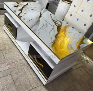 Executive White Coffee Table With Marble Topping - main view