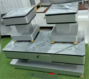 Coffee Table With Glass/Marble Topping With 2 Stools Design Colours