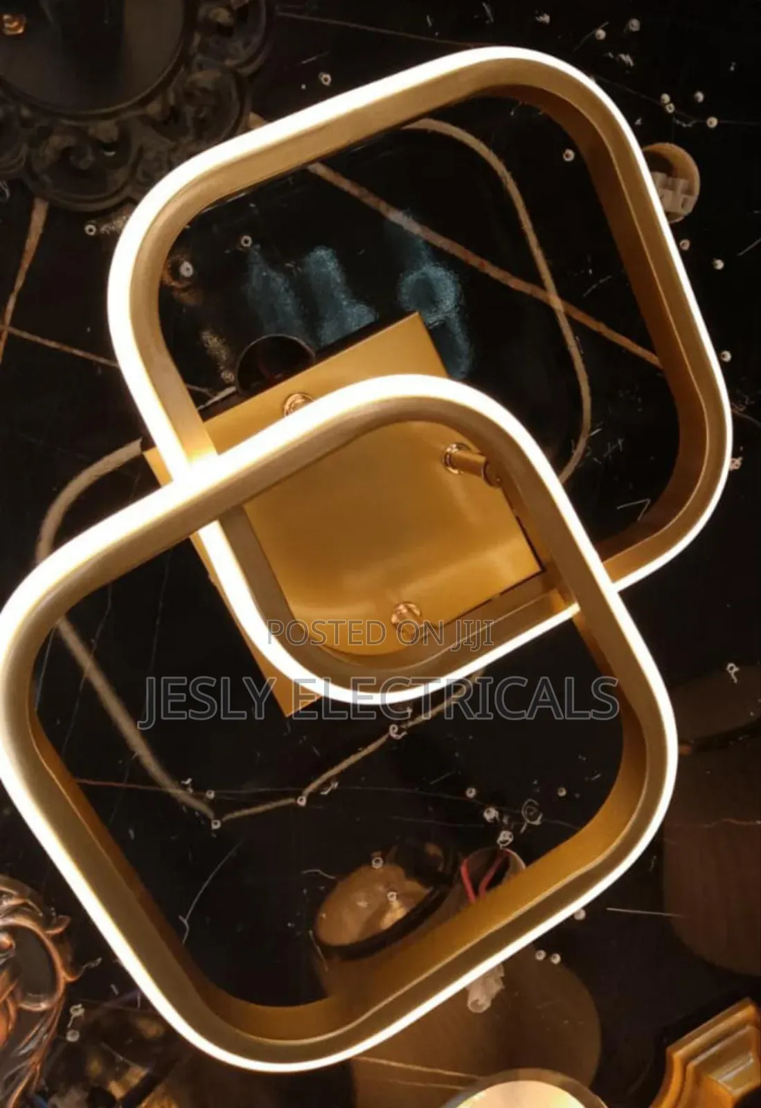 Modern Led Ceiling Light Fixture With Two Square Rings
