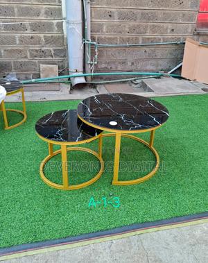 Marble Nesting Coffee Table (Glass Effect) Black - thumbnail 2