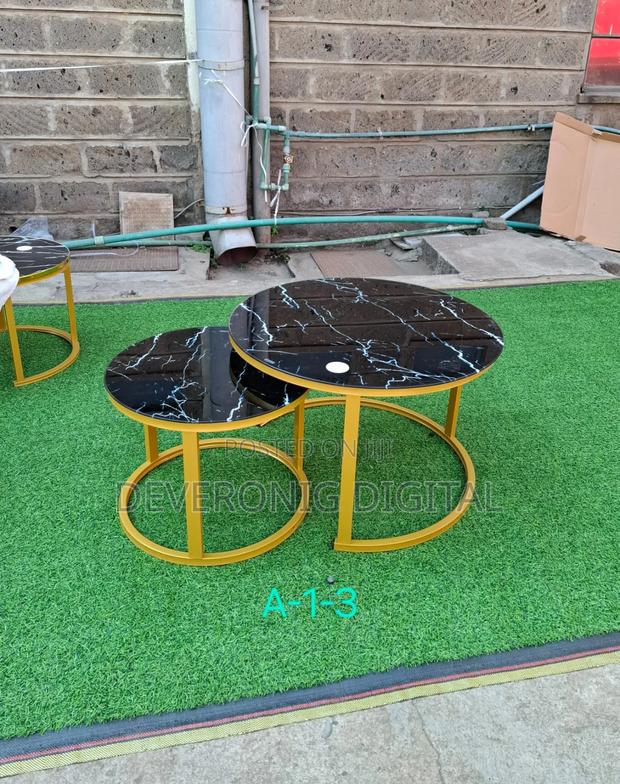 Marble Nesting Coffee Table (Glass Effect) Black - main view