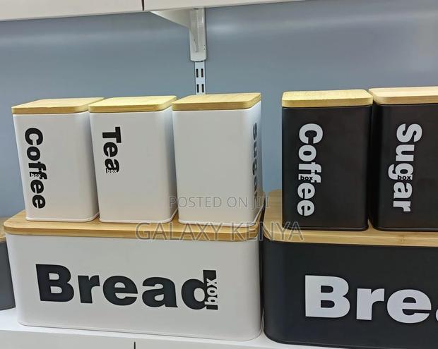 Bread Bin With Three Canister Set With Bamboo Lid - thumbnail 3