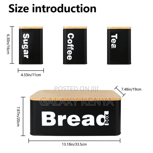 Bread Bin With Three Canister Set With Bamboo Lid - thumbnail 4