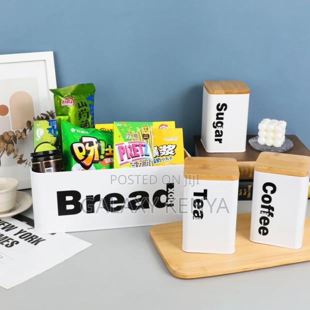 Bread Bin With Three Canister Set With Bamboo Lid - thumbnail 5