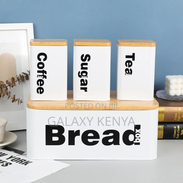 Bread Bin With Three Canister Set With Bamboo Lid - thumbnail 8