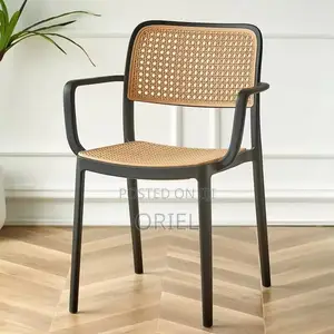 Dining Plastic Chair : Stackable Cane Modern Armchair
