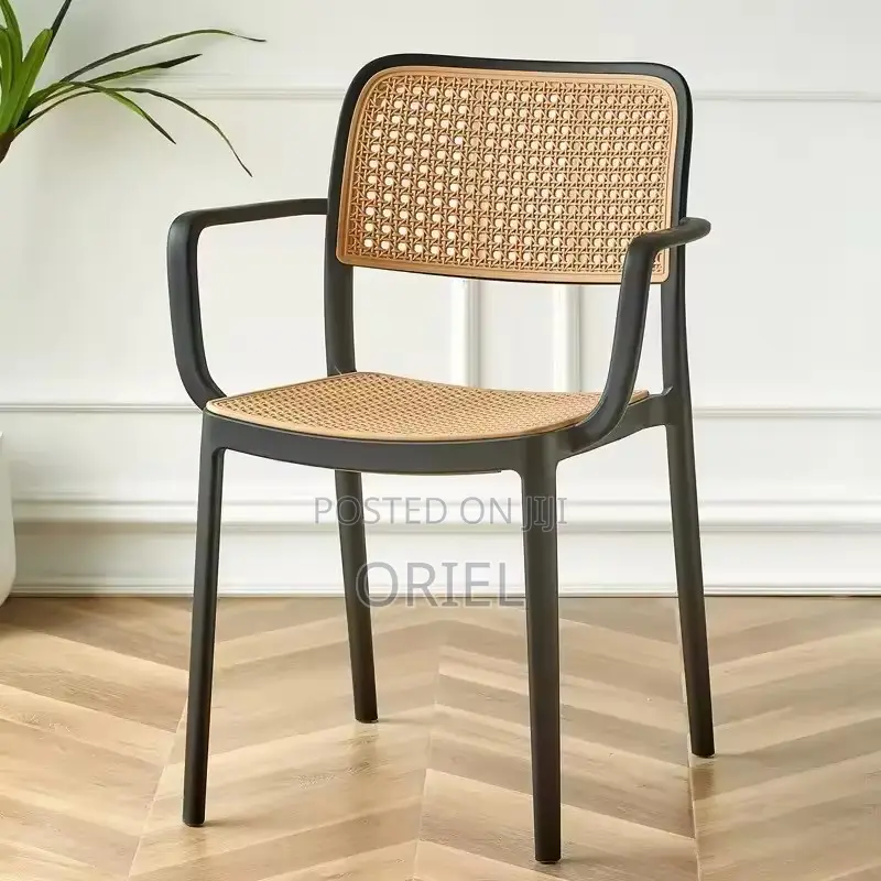 Dining Plastic Chair : Stackable Cane Modern Armchair