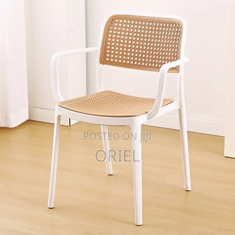 Dining Plastic Chair : Stackable Cane Modern Armchair