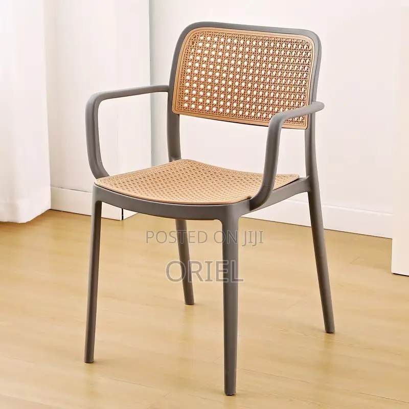 Dining Plastic Chair : Stackable Cane Modern Armchair