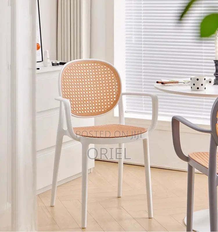 Dining Plastic Chair : Stackable Cane Modern Armchair