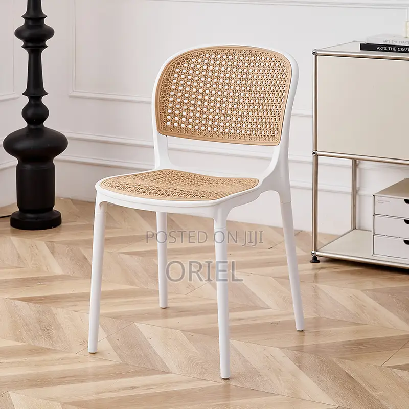 Dining Plastic Chair : Stackable Cane Modern Armchair