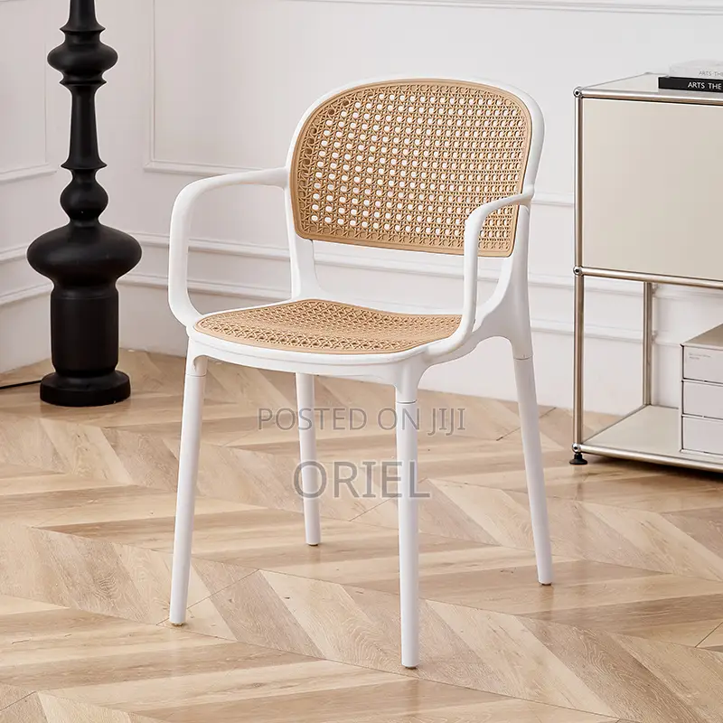 Dining Plastic Chair : Stackable Cane Modern Armchair