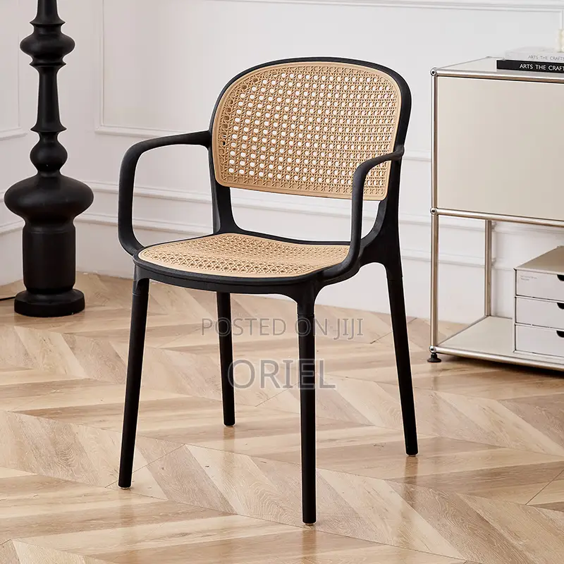 Dining Plastic Chair : Stackable Cane Modern Armchair