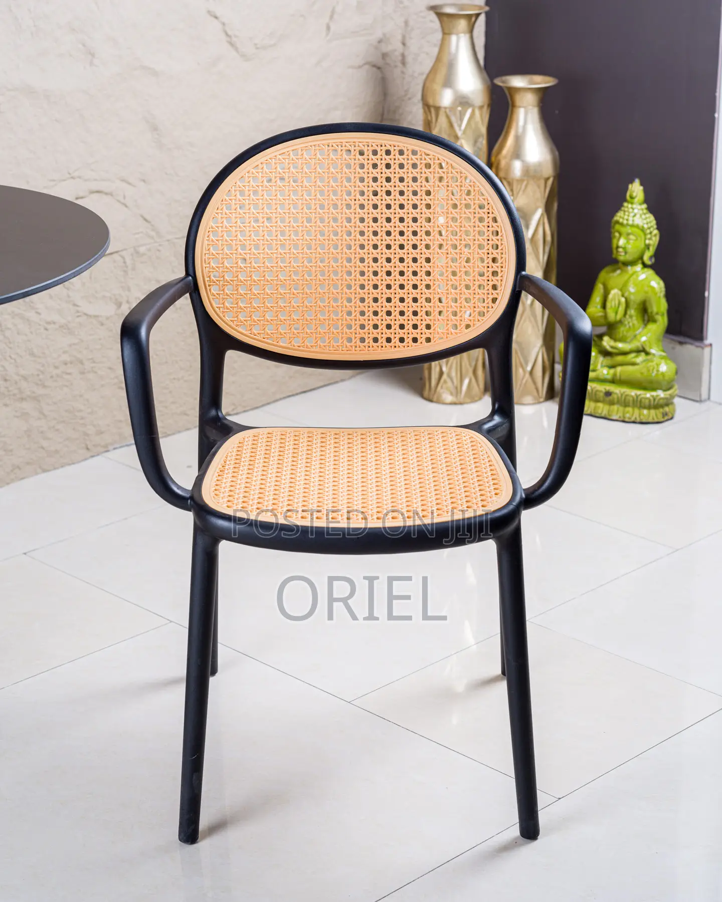 Dining Plastic Chair : Stackable Cane Modern Armchair