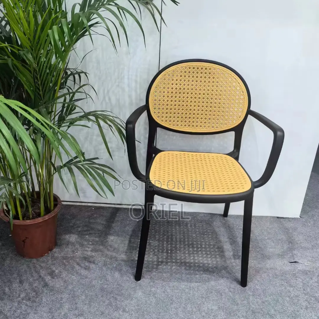 Dining Plastic Chair : Stackable Cane Modern Armchair