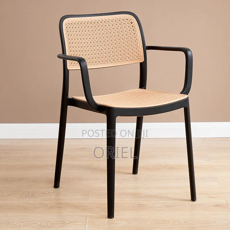 Dining Plastic Chair : Stackable Cane Modern Armchair