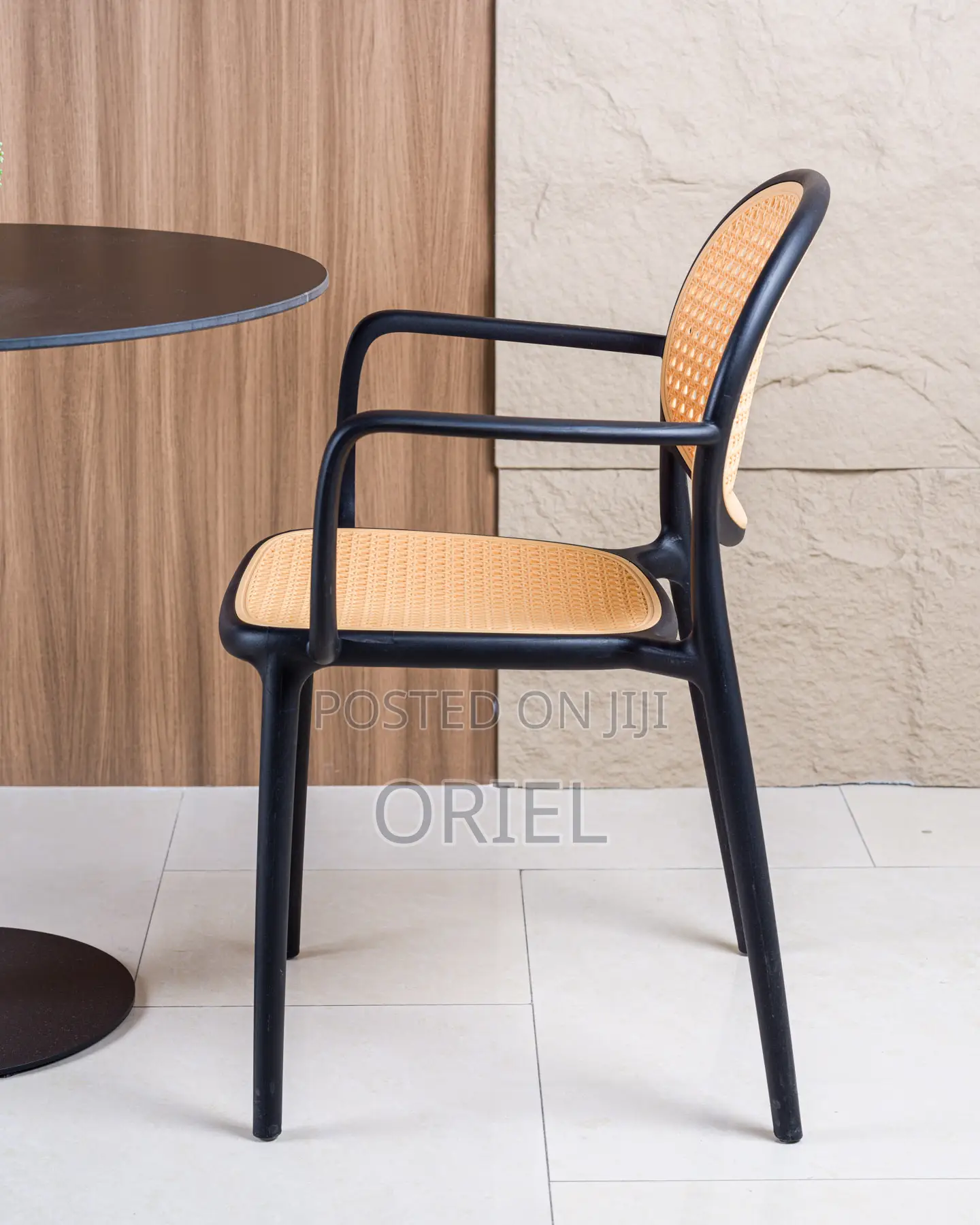 Dining Plastic Chair : Stackable Cane Modern Armchair