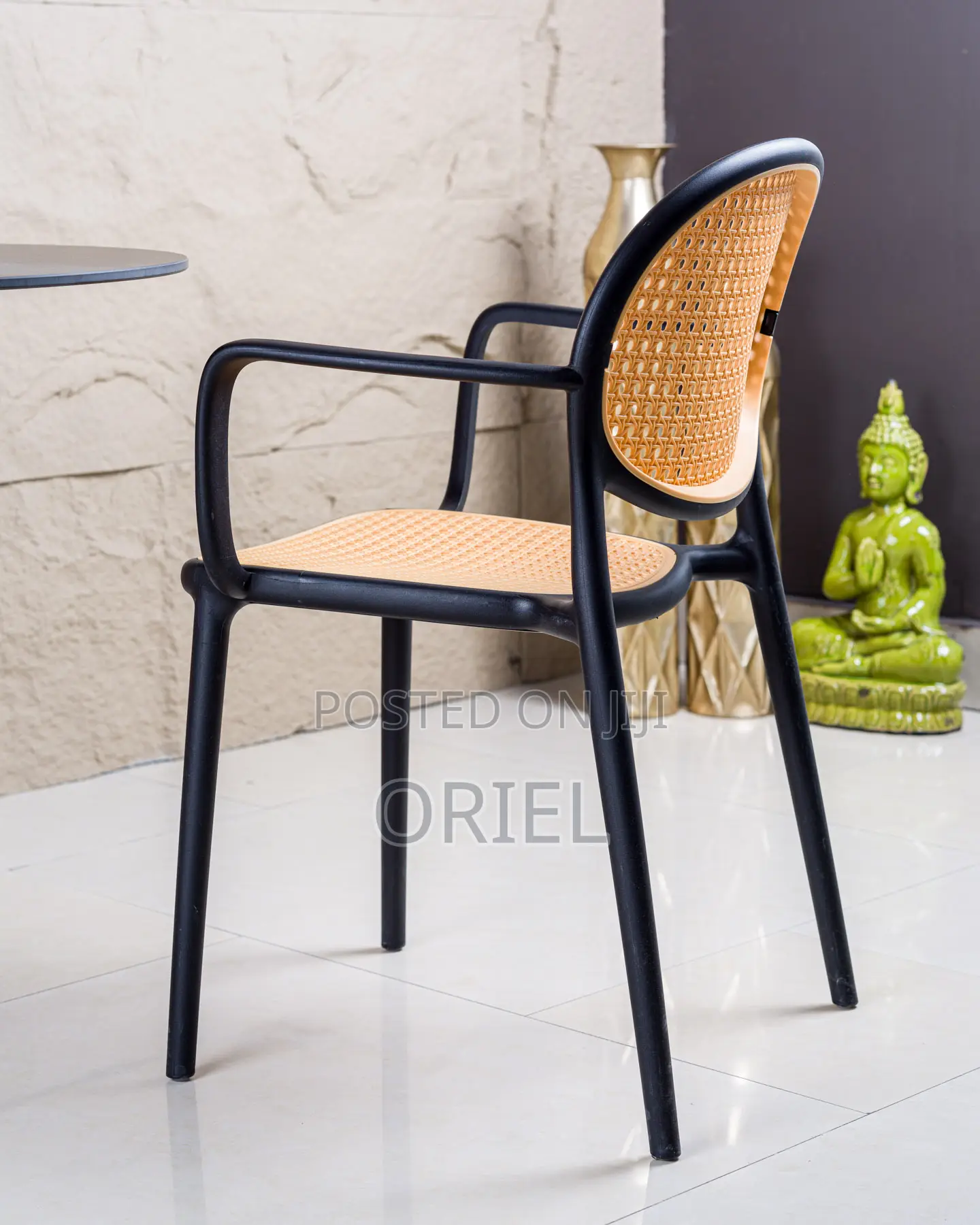 Dining Plastic Chair : Stackable Cane Modern Armchair