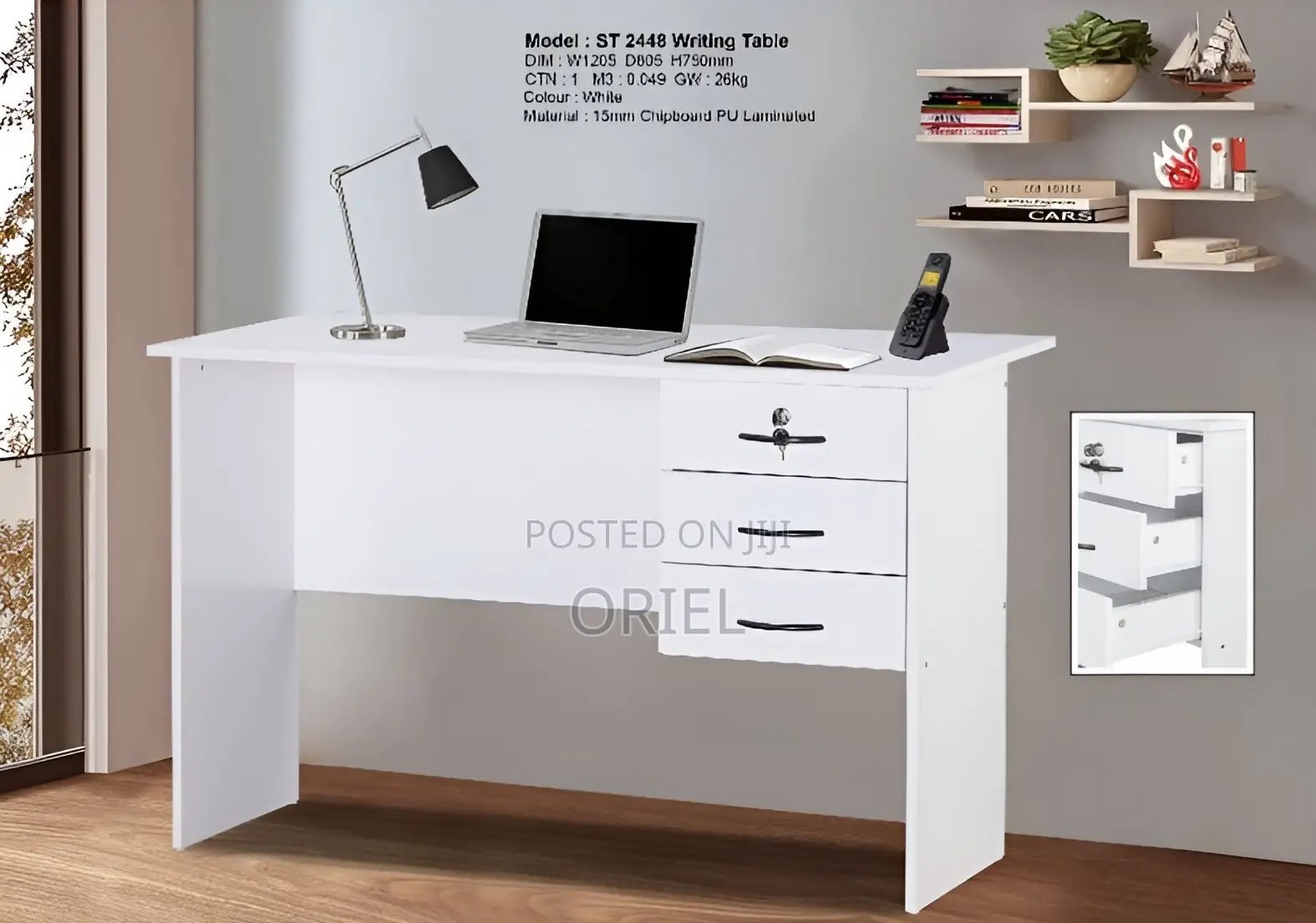 Modern Study Desk : 3-Drawer Home Office Study Desk