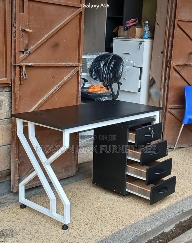 Pedestal With Metallic Frame Office Desk - main view