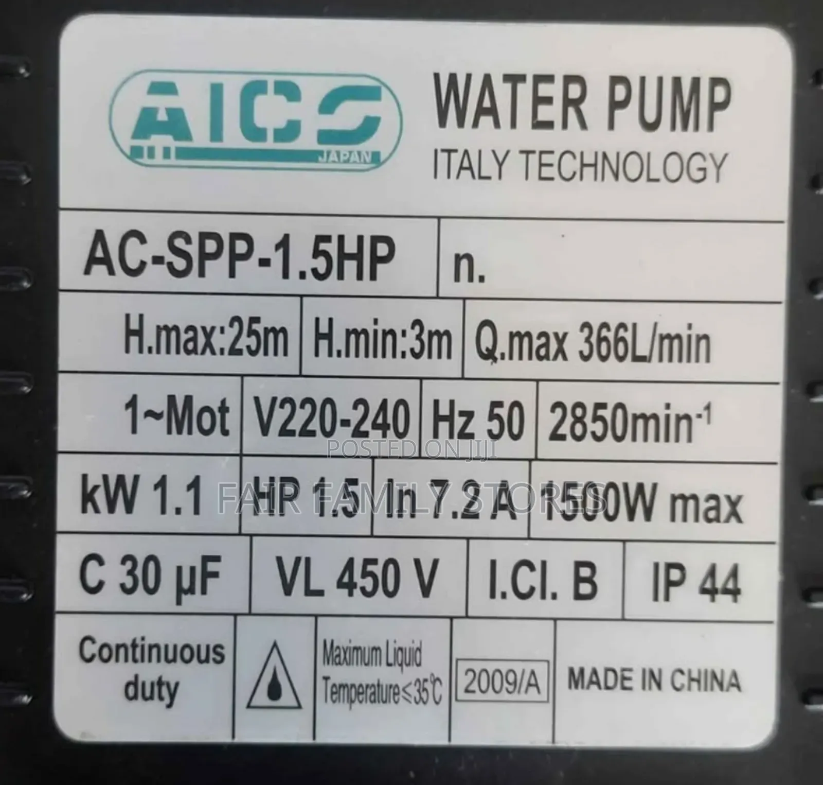 Ac-spp-1.5hp Aico Japan *Swimming Pool Pump*