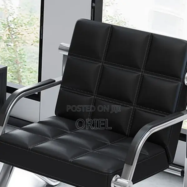 Office Waiting Sofa : Black Faux Executive 5-Seater Office Sofa Set