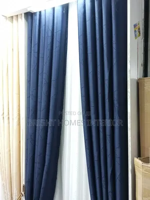 Blue Curtain Available With Beautiful Pattern