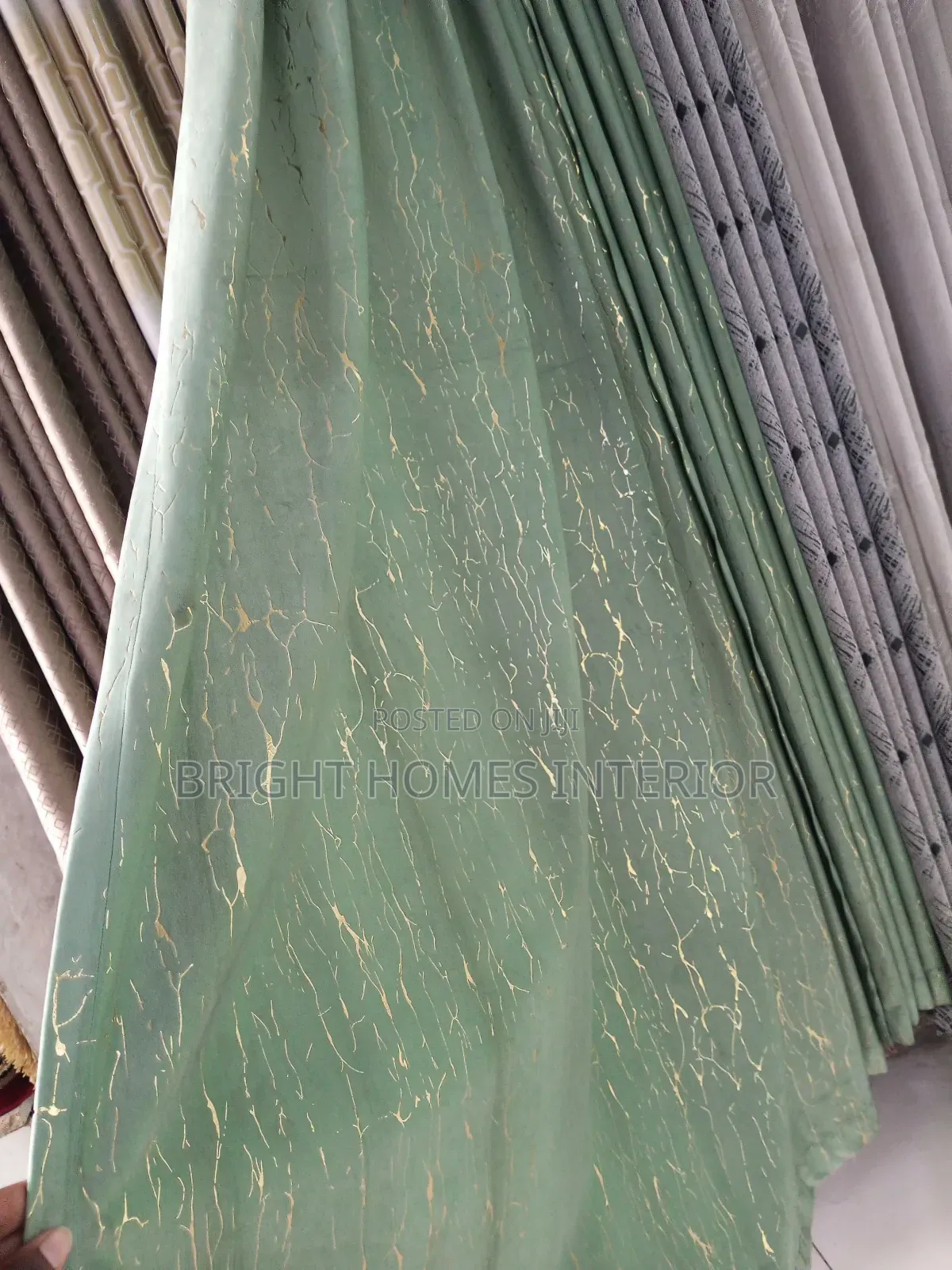 Turquoise Green Velvet Curtain