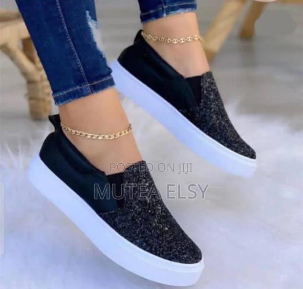 Black,Gold Beige Ladies Glitter Sneakers