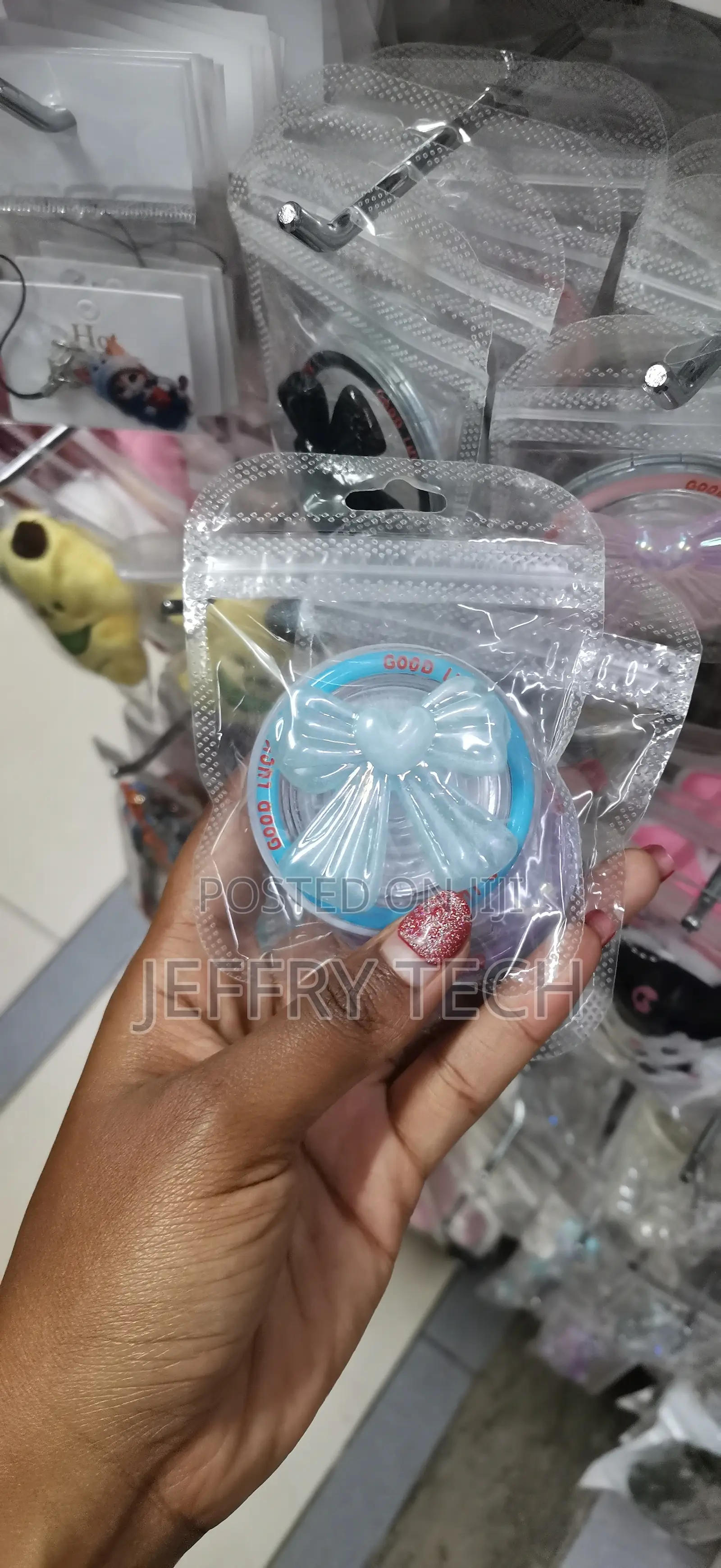 Cute Kindle Grip, Bow Phone Accessories, Cell Phone Holder Blue