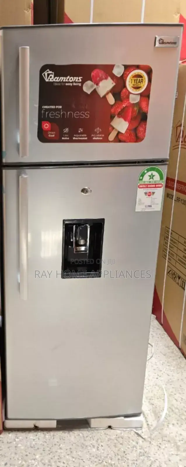 Ramtons Rf/130- 213l 2 Door Direct Cool Fridge+ Dispenser (1yr Wrty)