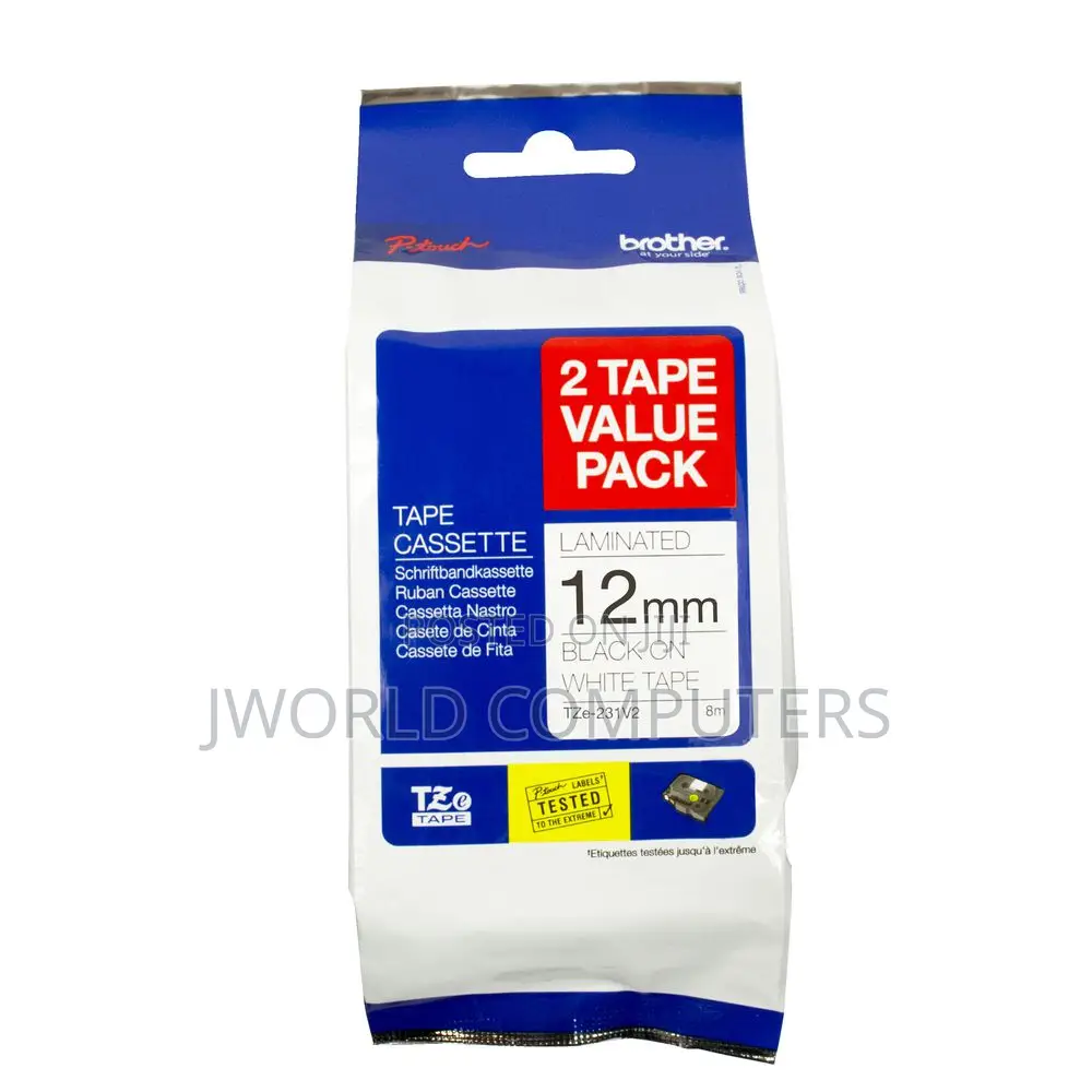 Brother 9mm X 8m Black on White Label Tape