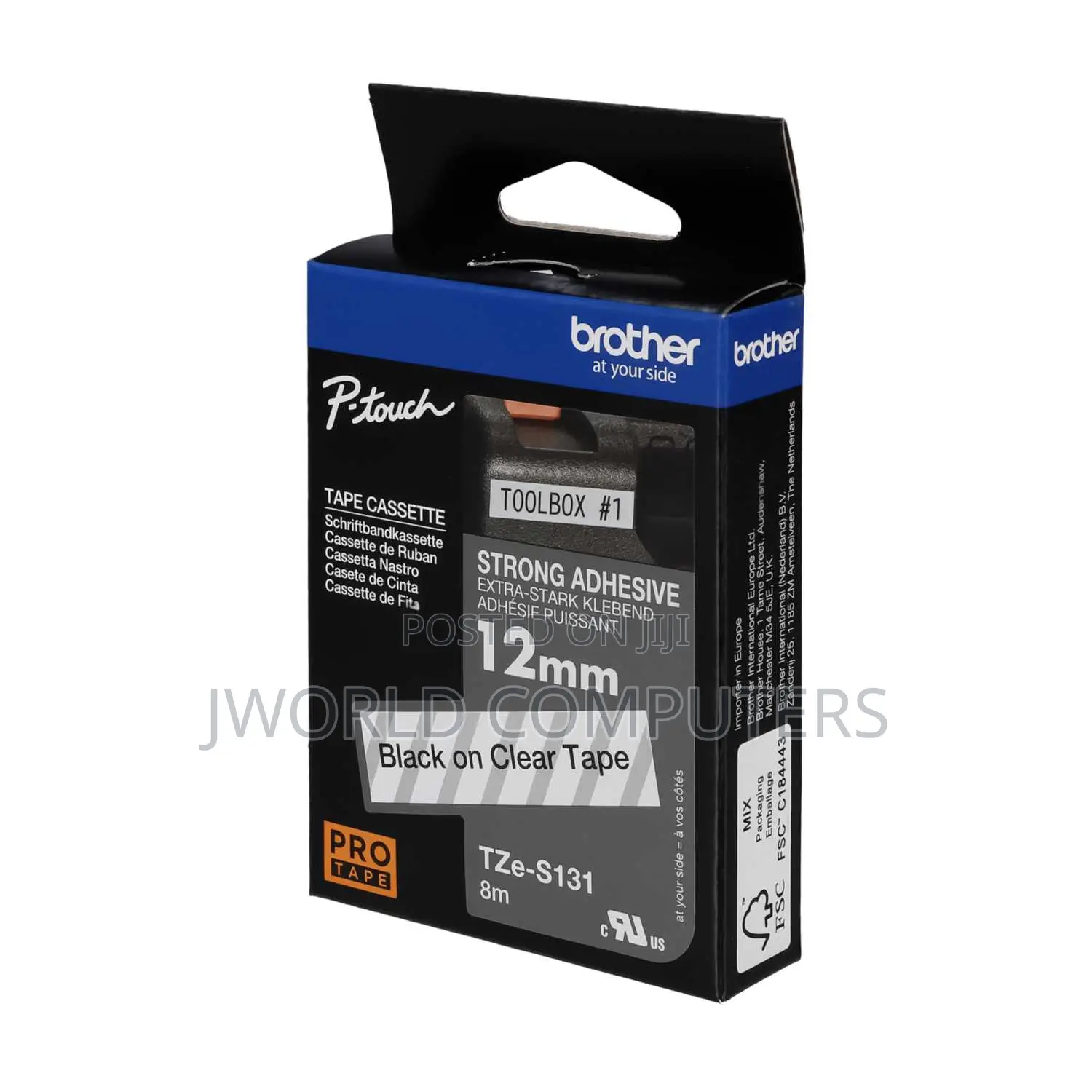 Brother 9mm X 8m Black on Clear Label Tape