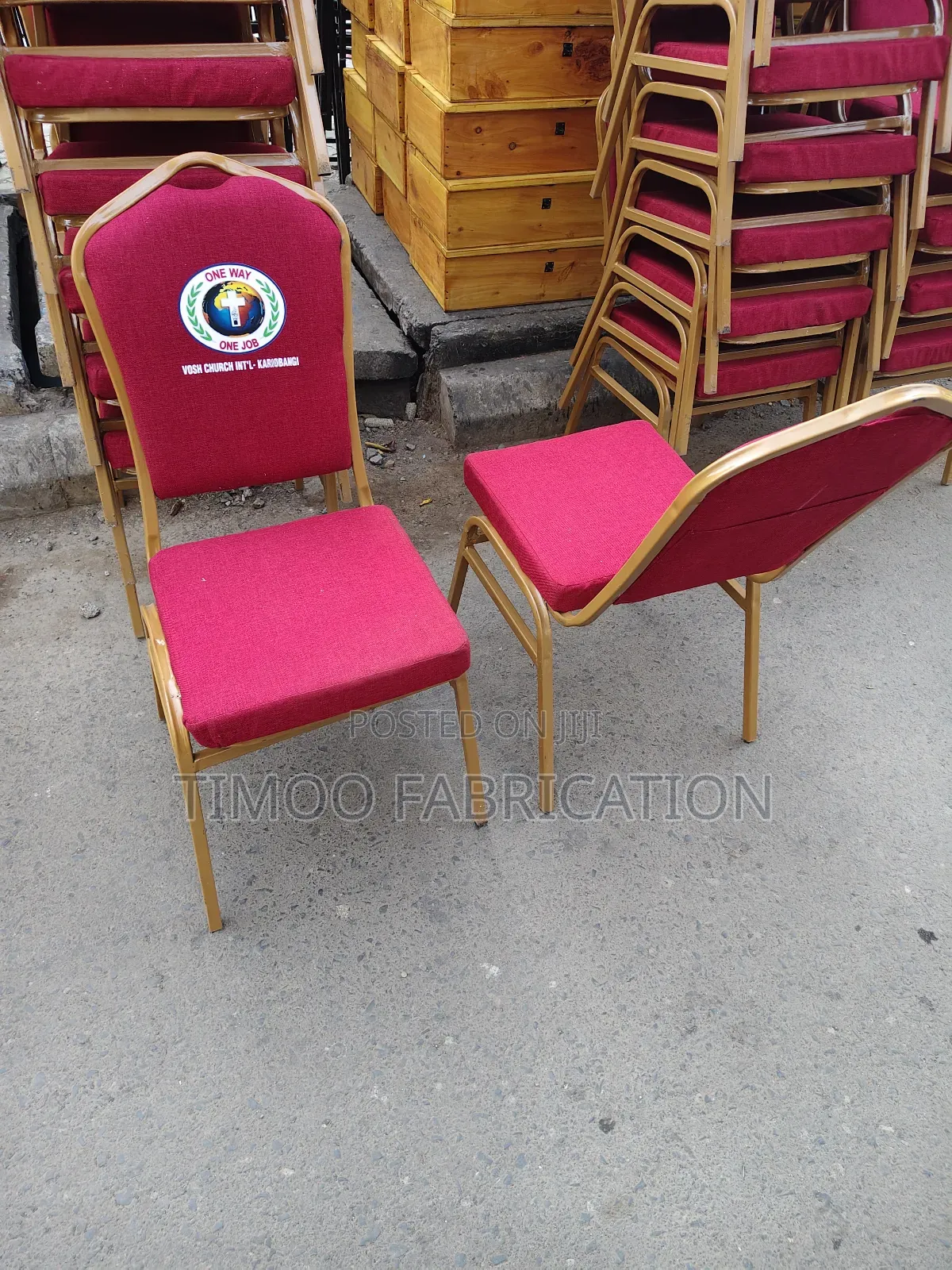 Conference Red and Gold Seats With Logo