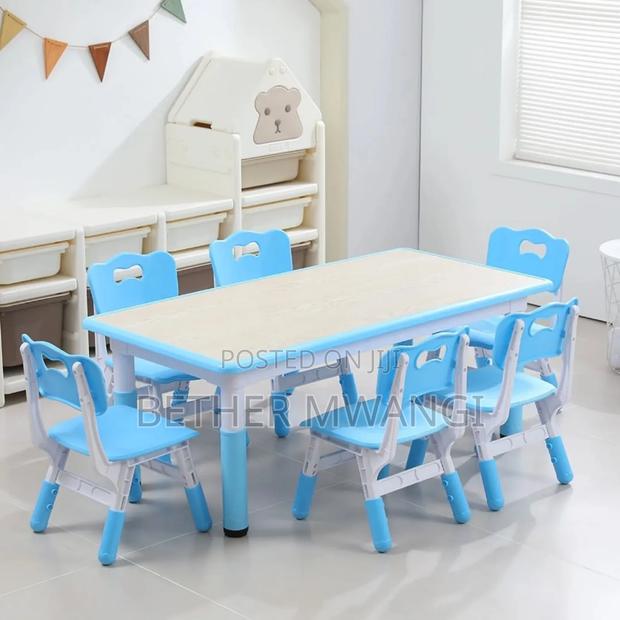 Premium Height Adjusting Kindergarten, Junior School Table & Chair Set - main view