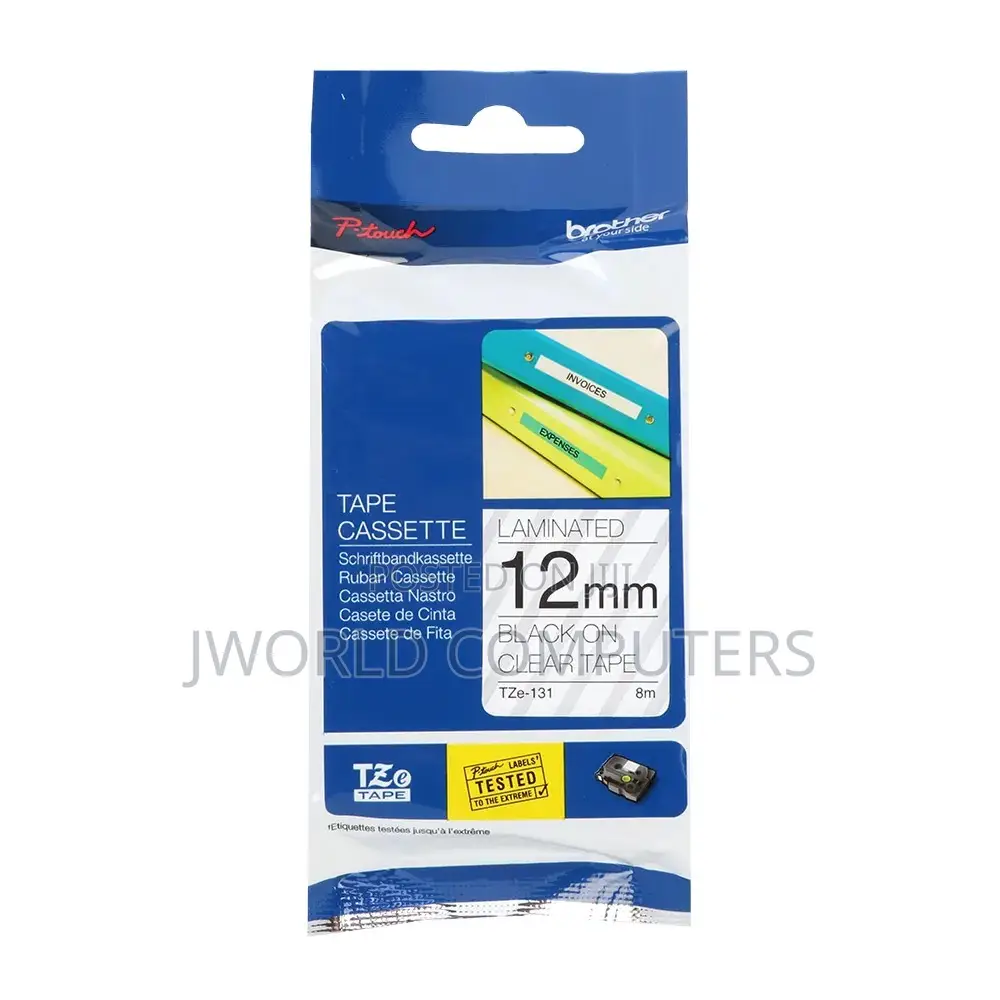 Brother 12mm X 8m Black on Clear Label Tape