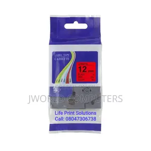 Brother 12mm X 8m Black on Red Label Tape