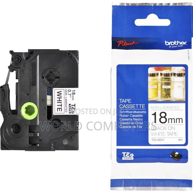 Brother 18mm X 8m Black on White Label Tape