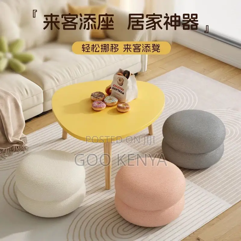 Home Vanity Stool; Soft Fabric White Vanity Stool