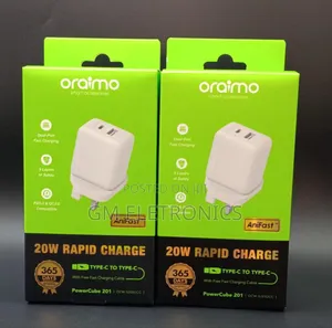 Oraimo (Ocw-5203ucc) 20w Rapid Charger Dual Port Fast Charging.