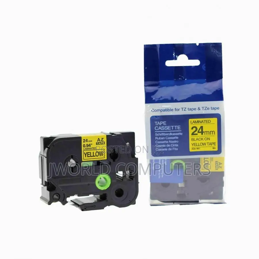 Brother 24mm X 8m Black on Yellow Label Tape