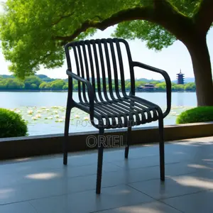 Outdoor Chair : Stackable Striped Outdoor Plastic Dining Chair