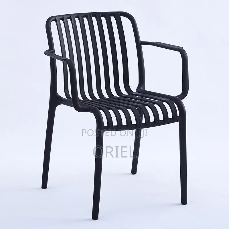 Outdoor Chair : Stackable Striped Outdoor Plastic Dining Chair