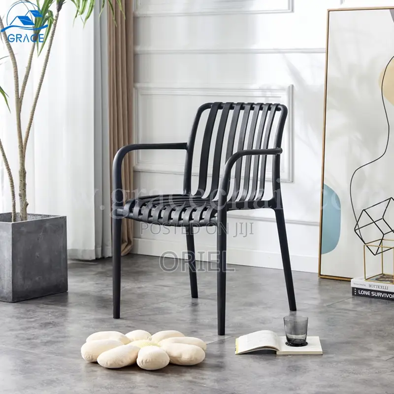 Outdoor Chair : Stackable Striped Outdoor Plastic Dining Chair