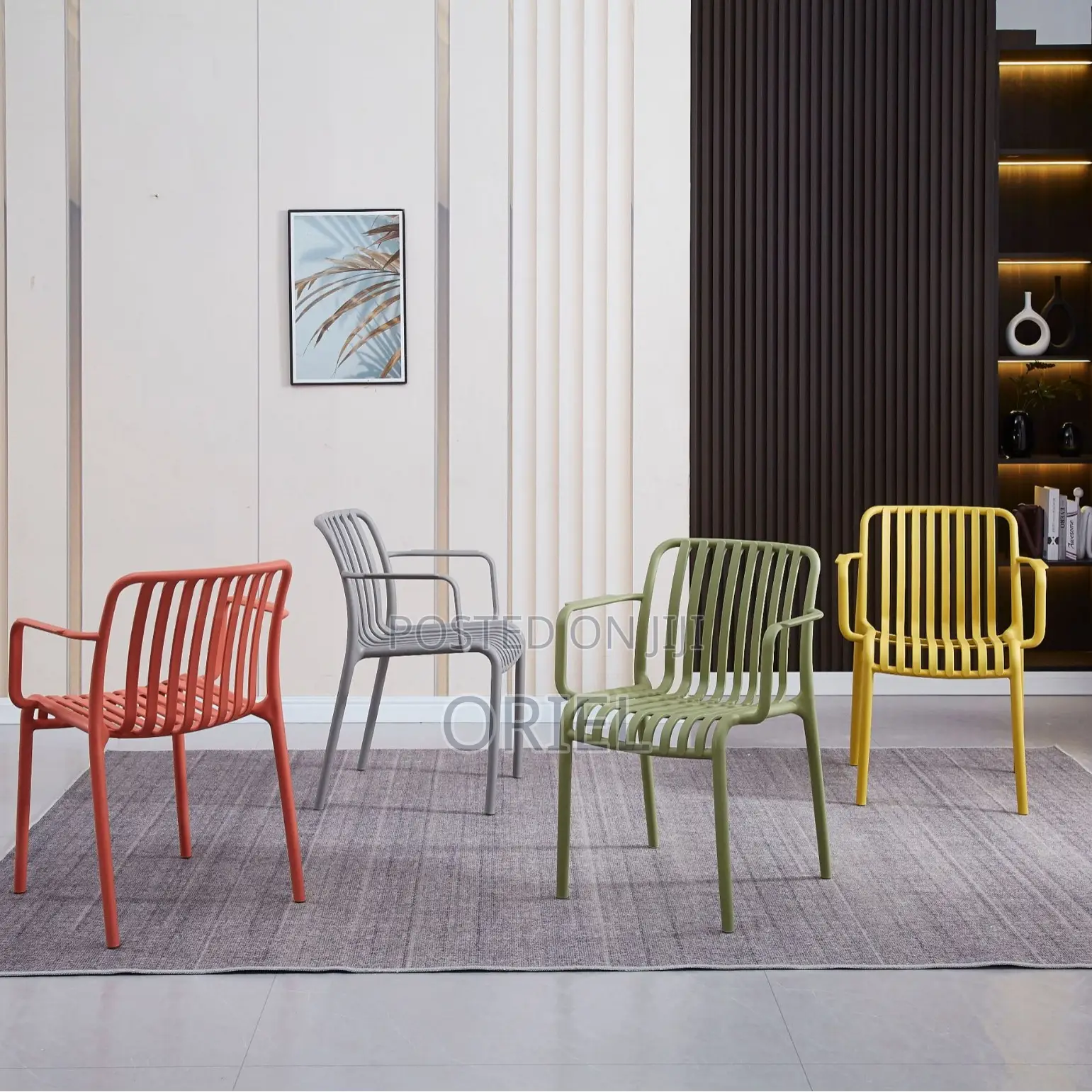 Outdoor Chair : Stackable Striped Outdoor Plastic Dining Chair