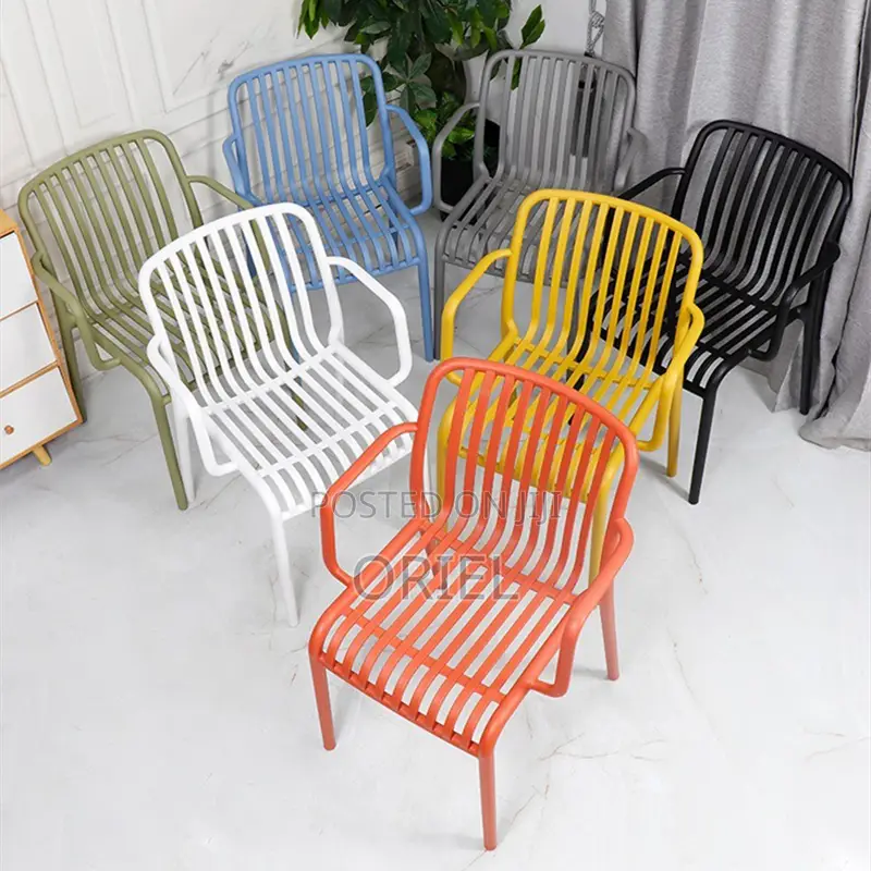 Outdoor Chair : Stackable Striped Outdoor Plastic Dining Chair