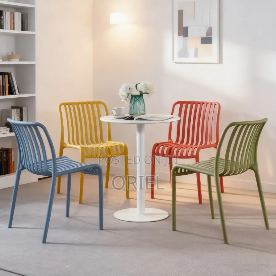 Outdoor Chair : Stackable Striped Outdoor Plastic Dining Chair