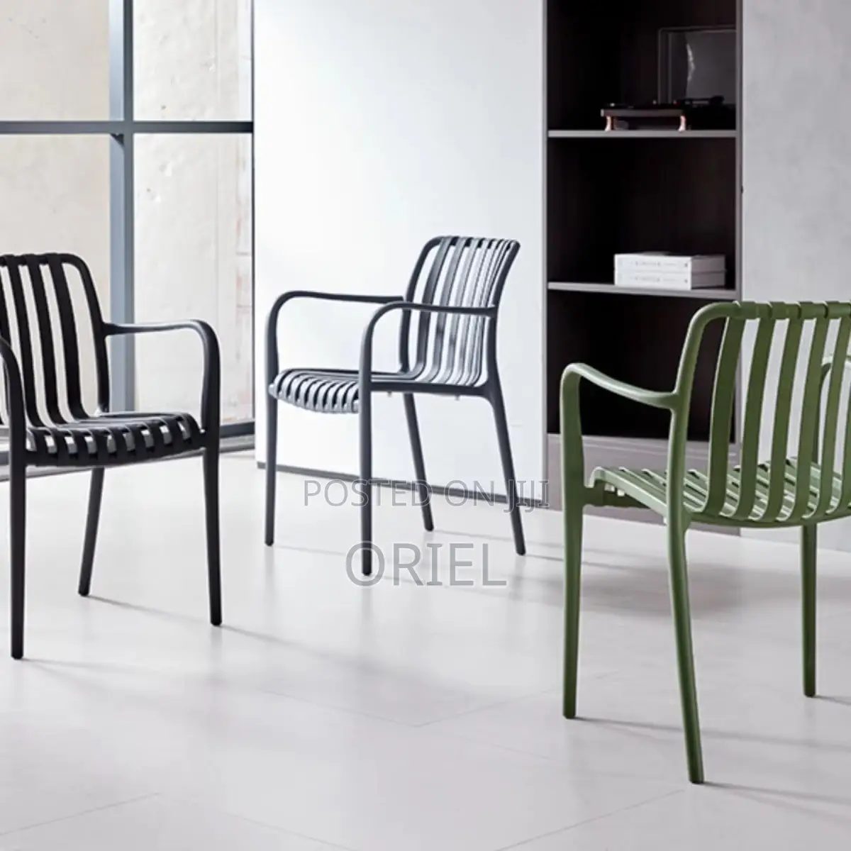 Outdoor Chair : Stackable Striped Outdoor Plastic Dining Chair