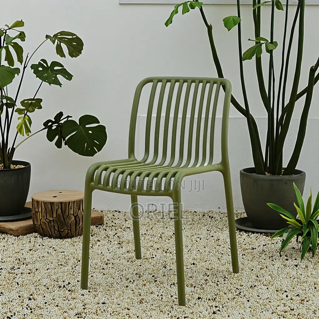 Outdoor Chair : Stackable Striped Outdoor Plastic Dining Chair